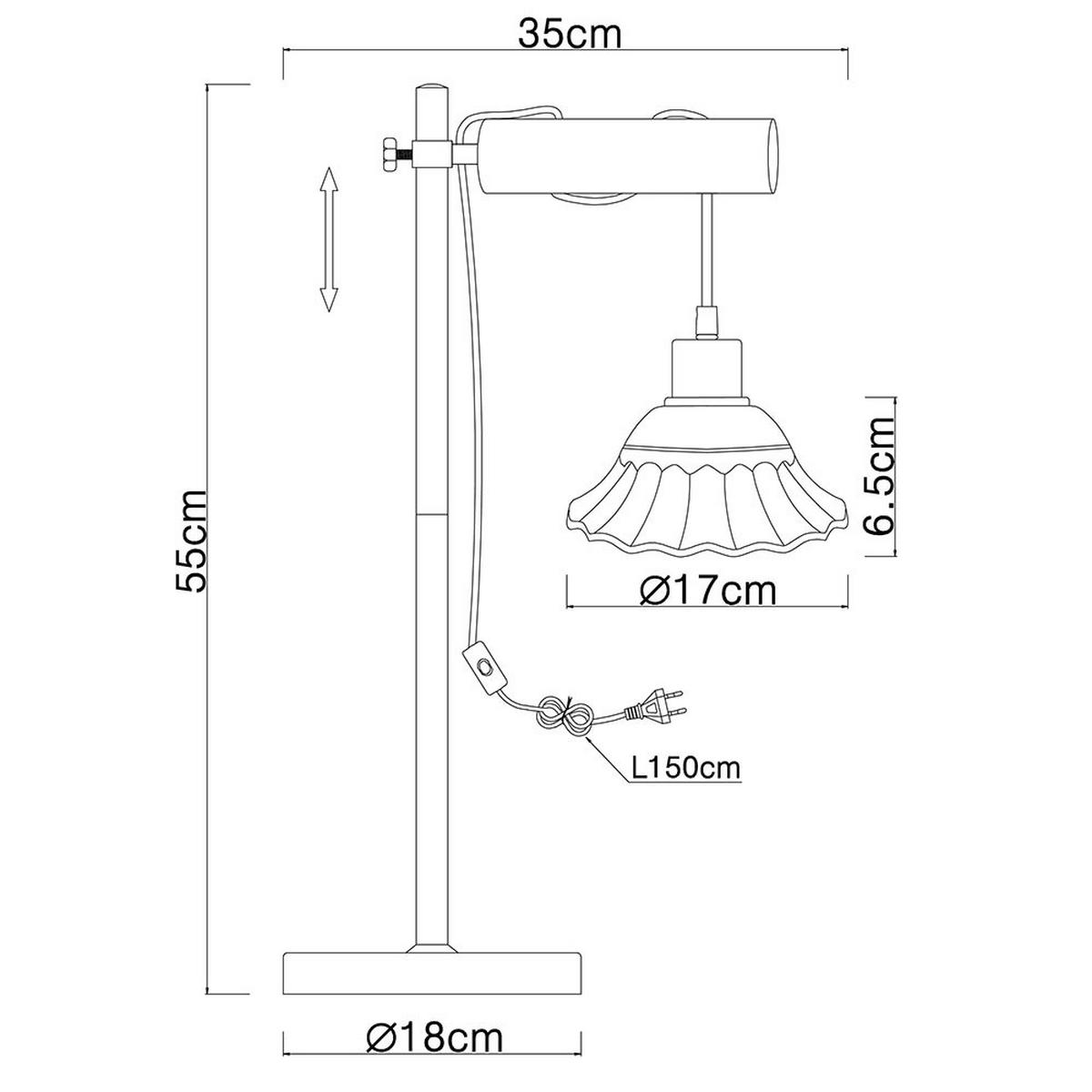 TISCHLEUCHTE Holz Weiß Höhenverstellbar - Weiß, Holz (35/18/55cm) - Globo Lighting