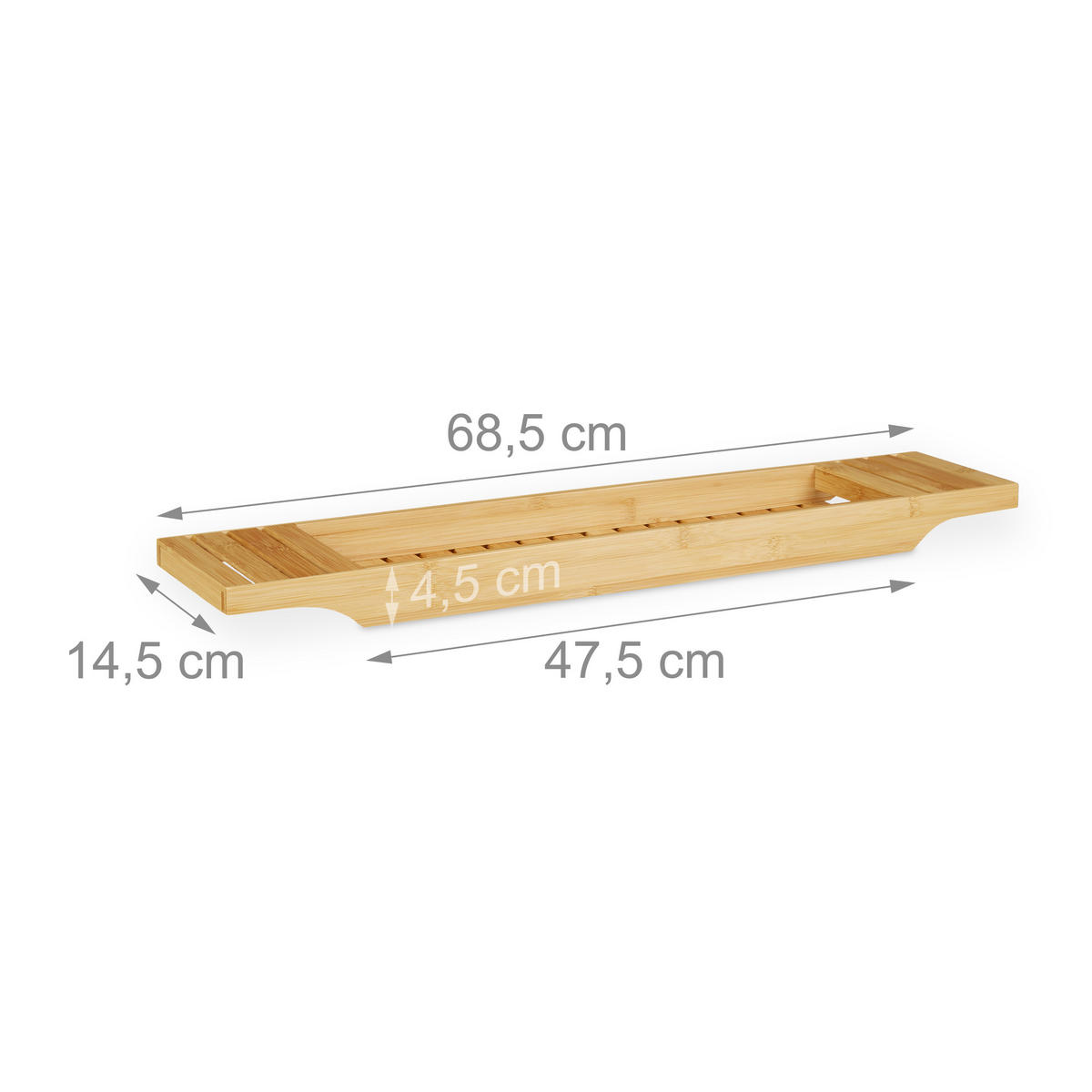 BADEWANNENABLAGE - Hellbraun, Holz (68.5/4.5/14.5cm) - Relaxdays