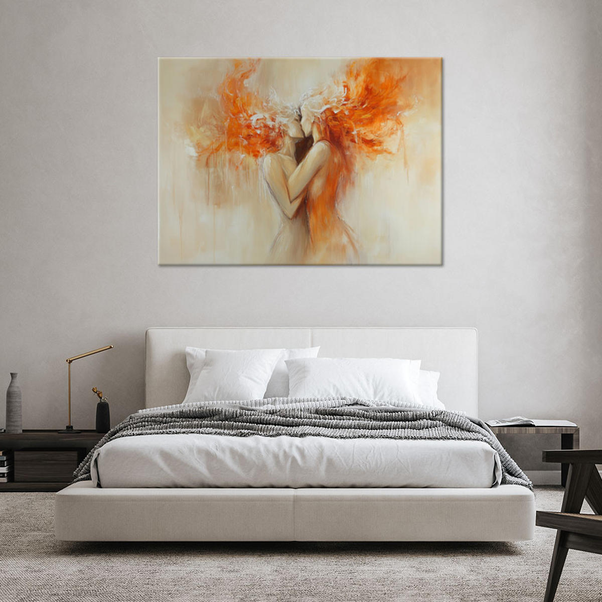 WANDBILD nacktes paar liebt abstrakte orange - Orange, Textil (120/80cm) - Feeby