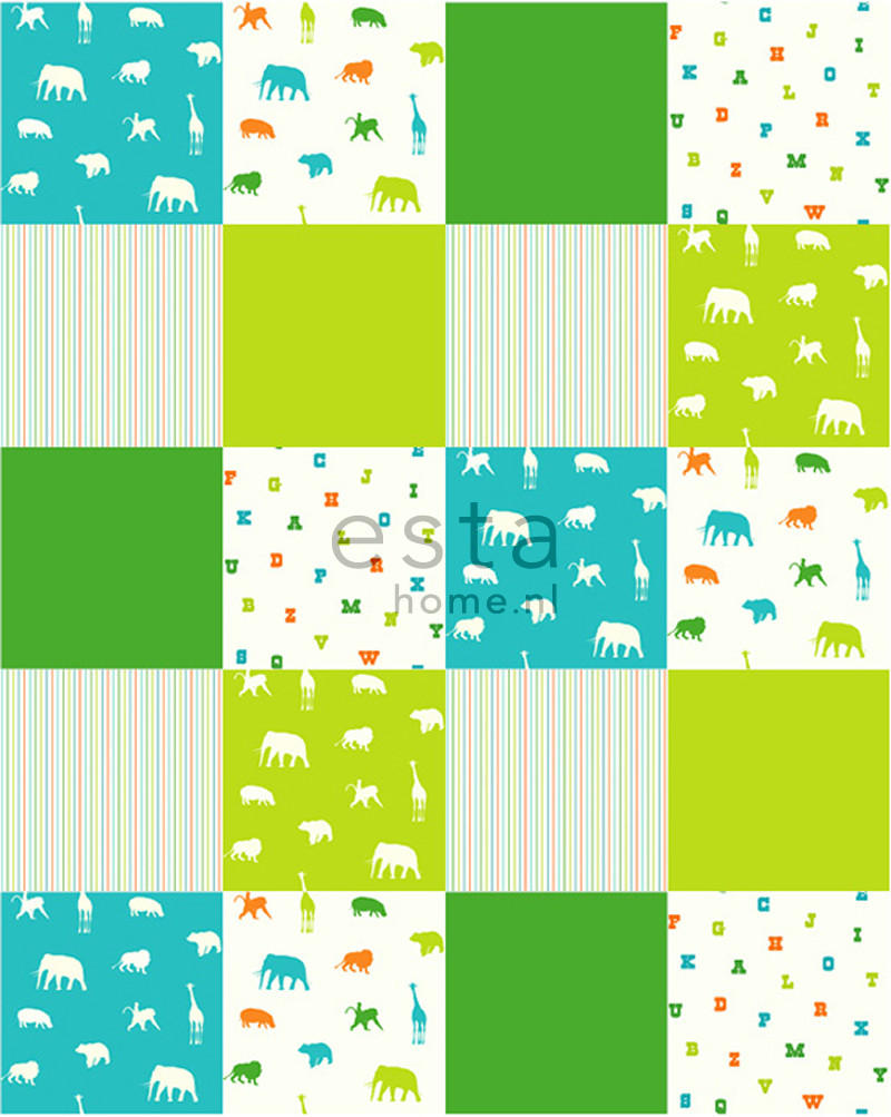 XL-TAPETE Tiere 20 behangtegels van 53 x 53 cm - Grün, Papier (212/0.1cm) - ESTAhome