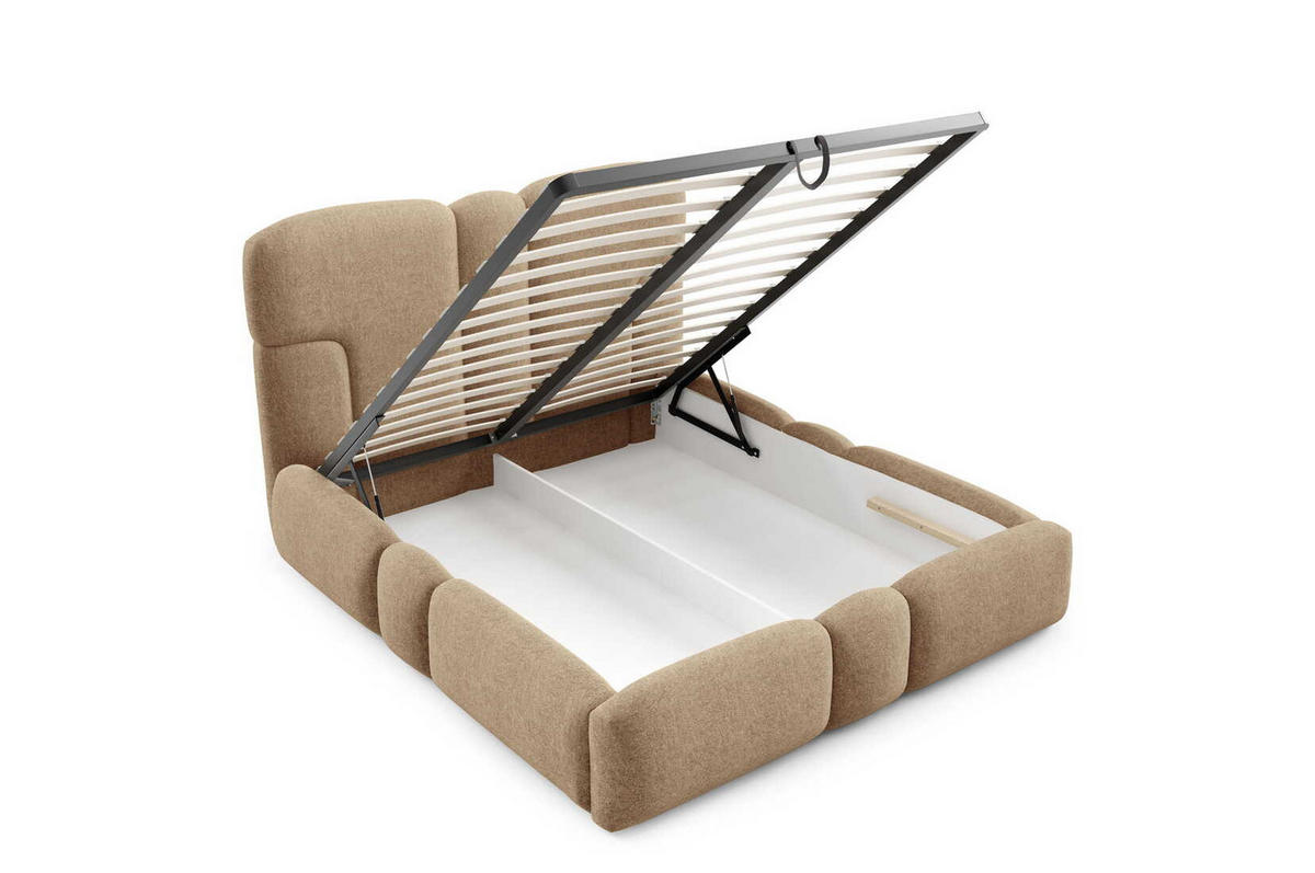 POLSTERBETT 180x200 Safron mit LED, Metall-Lattenrost, Braun - Braun, Holz/Textil (180/200cm) - Emporius