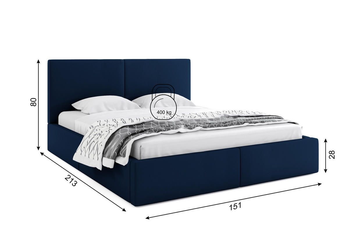 POLSTERBETT Hilton mit Stauraum - Dunkelblau, Textil/Metall (140/200cm) - Interbeds