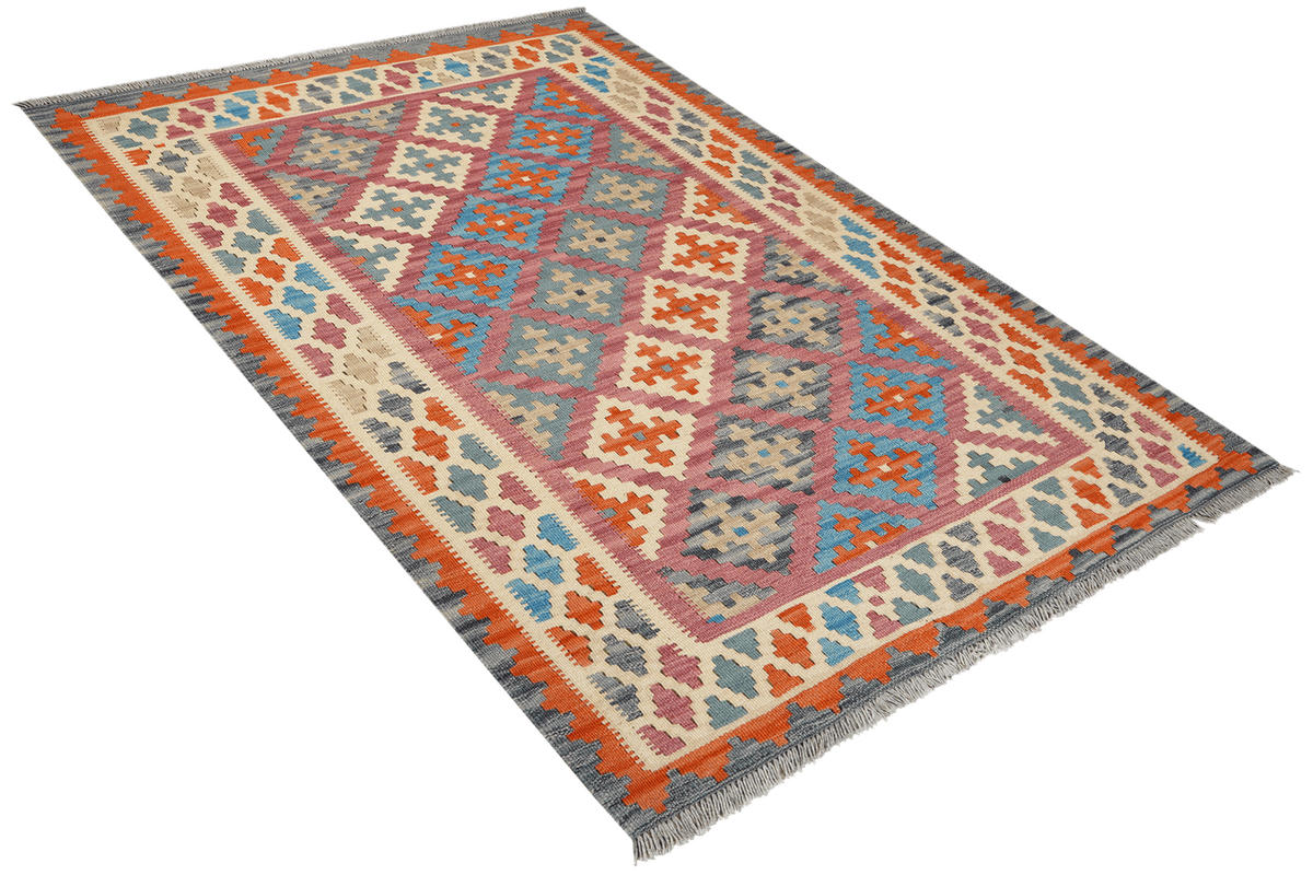 KELIM-TEPPICH handgewebt Gashgai Rosa 179/121 cm Schurwolle - Pink, Textil (121/179cm) - Looma