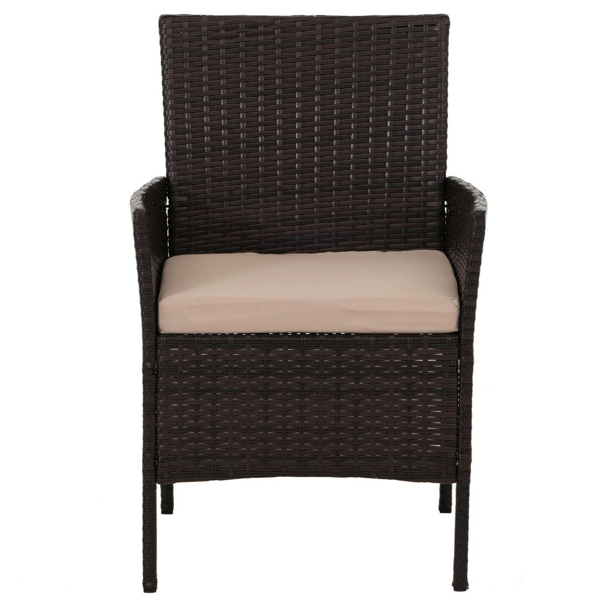 GARTEN-GARNITUR Poly-Rattan Braun - Braun, Metall - PROREGAL