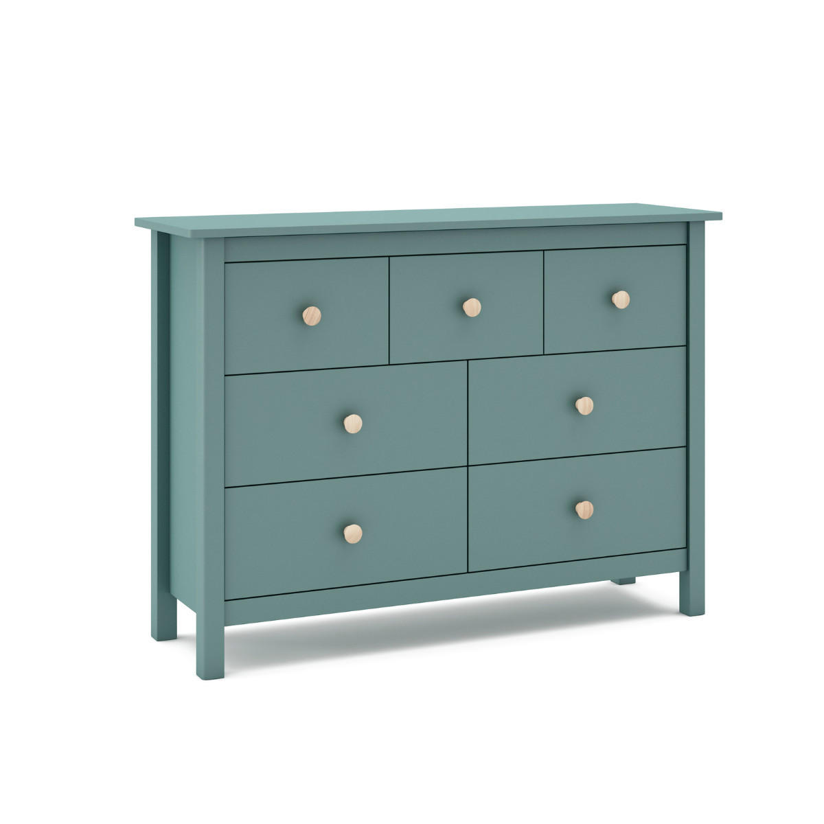 KOMMODE 4 + 3 Schubladen Dekor petrolgrün lackiert L110 cm 40/110/80 cm - Grün, Holz (40/80/110cm) - Calicosy