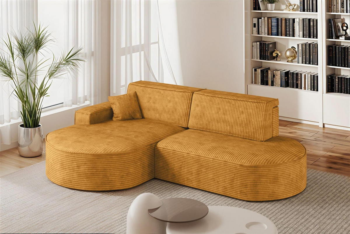 ECKSOFA Venedig Mit Schlaffunktion - Gelb, Holzwerkstoff/Textil (278/179cm) - Fun Möbel