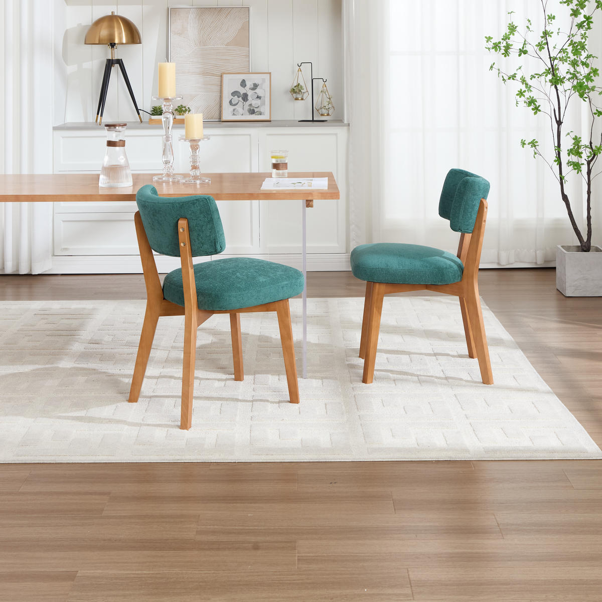 STUHL-SET 2 Stück Mid-Century mit Massivholzbeinen, DE-42268, Grün - Grün, Holz (47/77/54.5cm) - ComfortXL