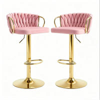 BARHOCKER 2er-Set Rosa höhenverstellbar mit Samtbezug - Rosa, Metall (49.5/98/50.5cm) - MIVRAY