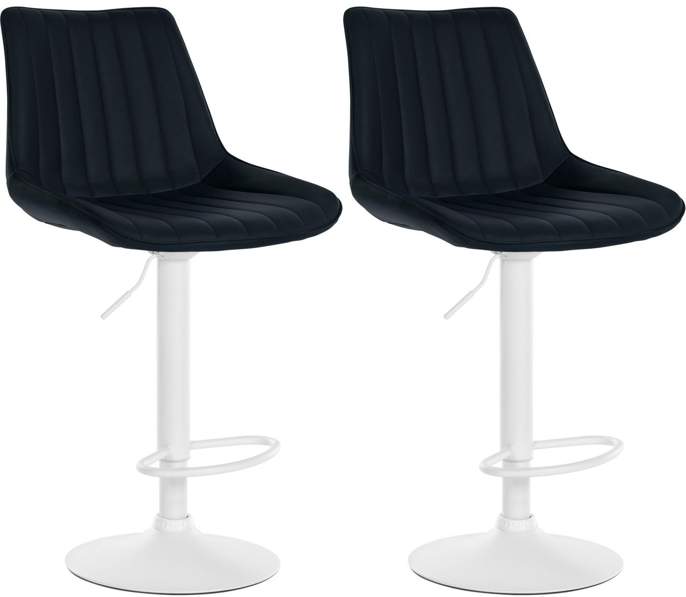 BARHOCKER 2er Set Tolor Kunstleder weiß schwarz - Schwarz/Weiß, Kunststoff/Metall (49.5/112/50cm) - TPFLiving