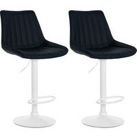 BARHOCKER 2er Set Tolor Kunstleder weiß schwarz - Schwarz/Weiß, Kunststoff/Metall (49.5/112/50cm) - TPFLiving