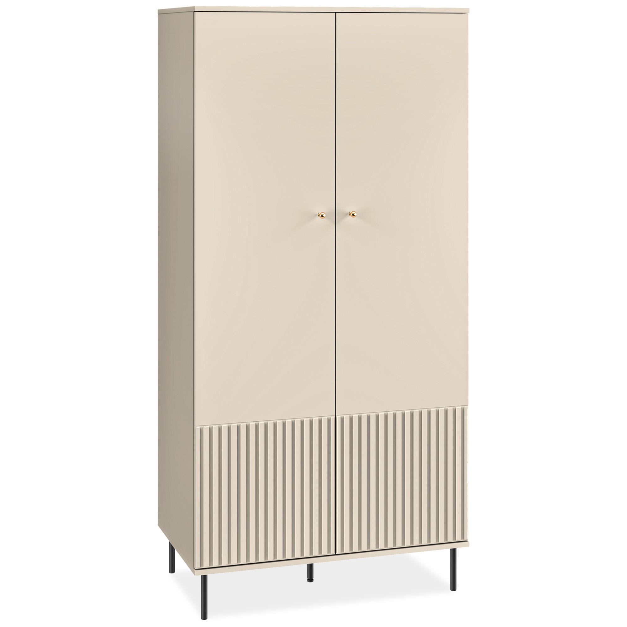 KLEIDERSCHRANK DROMA mit Stange, Creme - Creme, Holz (92/190/53cm) - KONSIMO®
