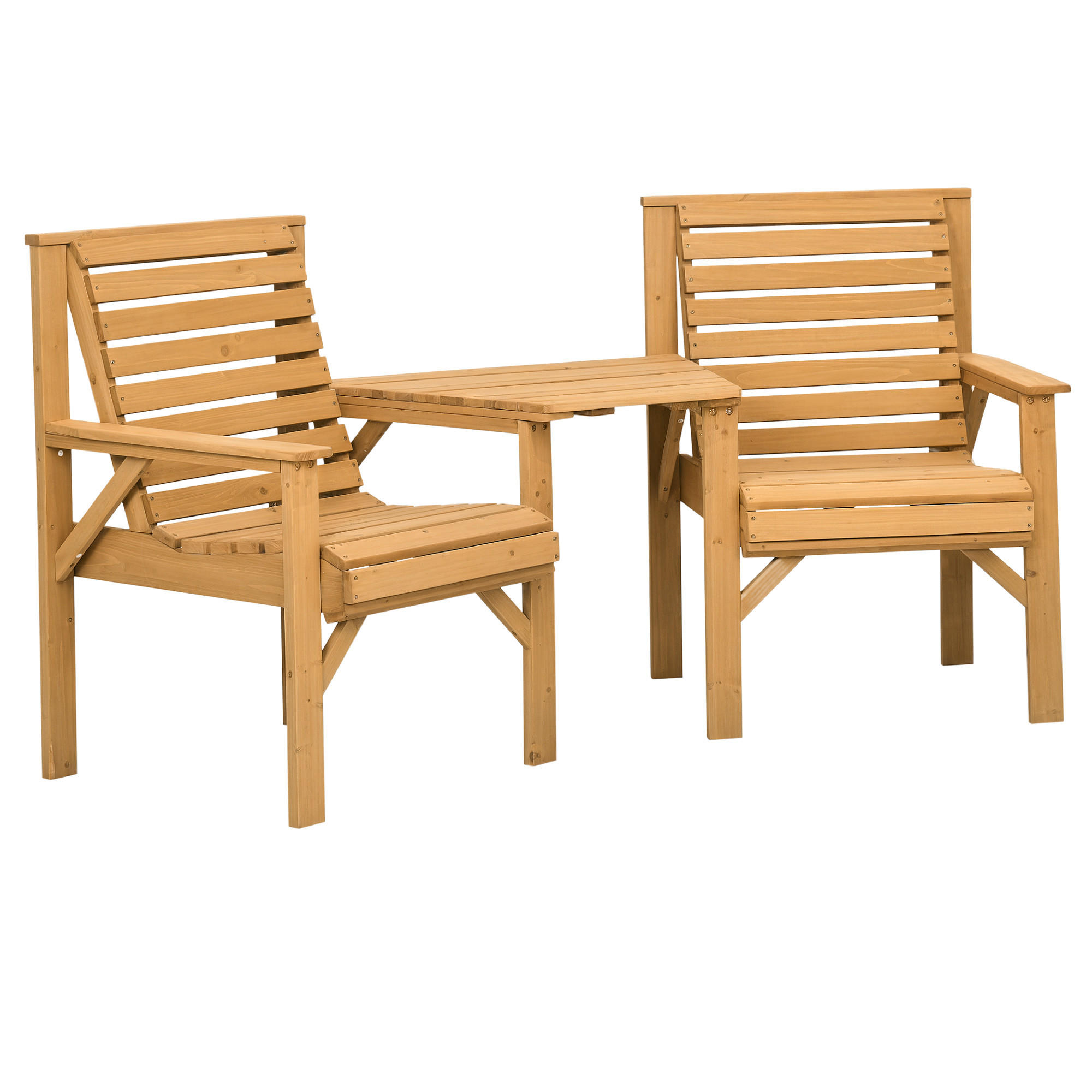 BISTRO-SET DE-07338 aus Holz mit Lamellendesign und Sonnenschirmloch Braun - Braun, Holz - ComfortXL