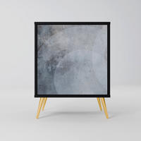 SIDEBOARD MUTED ARC, Schwarz, 57,5x42x75,5 cm, Goldfarbene Metallfüße - Goldfarben/Multicolor, Holzwerkstoff/Metall (57.5/75.5/42cm) - SpaceRebels