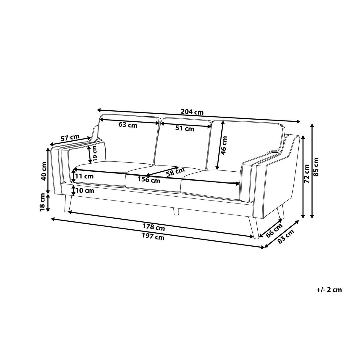 3-SITZER-SOFA dunkelgrün Lokka - Hellbraun/Grün, Textil (204/85/83cm) - Beliani