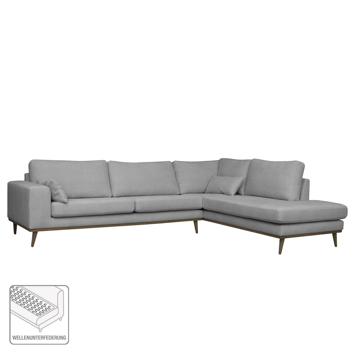 ECKSOFA mit Ottomane - Eichefarben/Grau, Textil (287/219cm) - home24