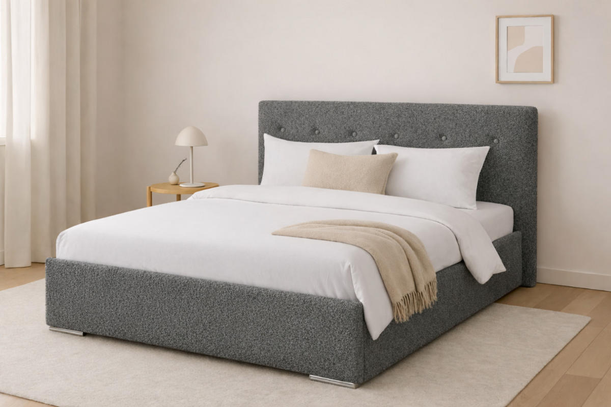 POLSTERBETT MILA 160 mit Lattenrost – Stoff Woolly 12 - Beige, Holzwerkstoff (160/200cm) - Kier Furniture