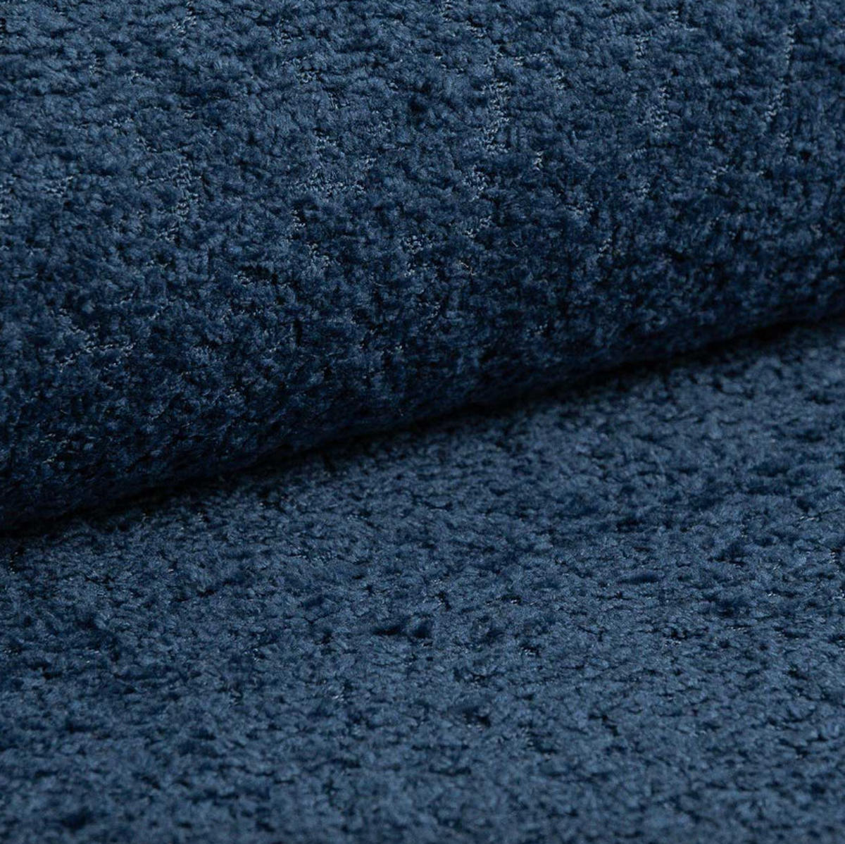POLSTERBETT LOMBA 140x200 cm mit Bettkasten und Metall-Lattenrost – Bouclé Stoff Coral Dunkelblau - Dunkelblau, Textil (140/200cm) - Luxkor24