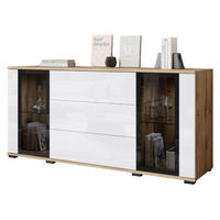 SIDEBOARD Caro SB 150 2D3S - Eiche Wotan/Schwarz, Holzwerkstoff/Kunststoff (150/70/40cm) - MIRJAN24