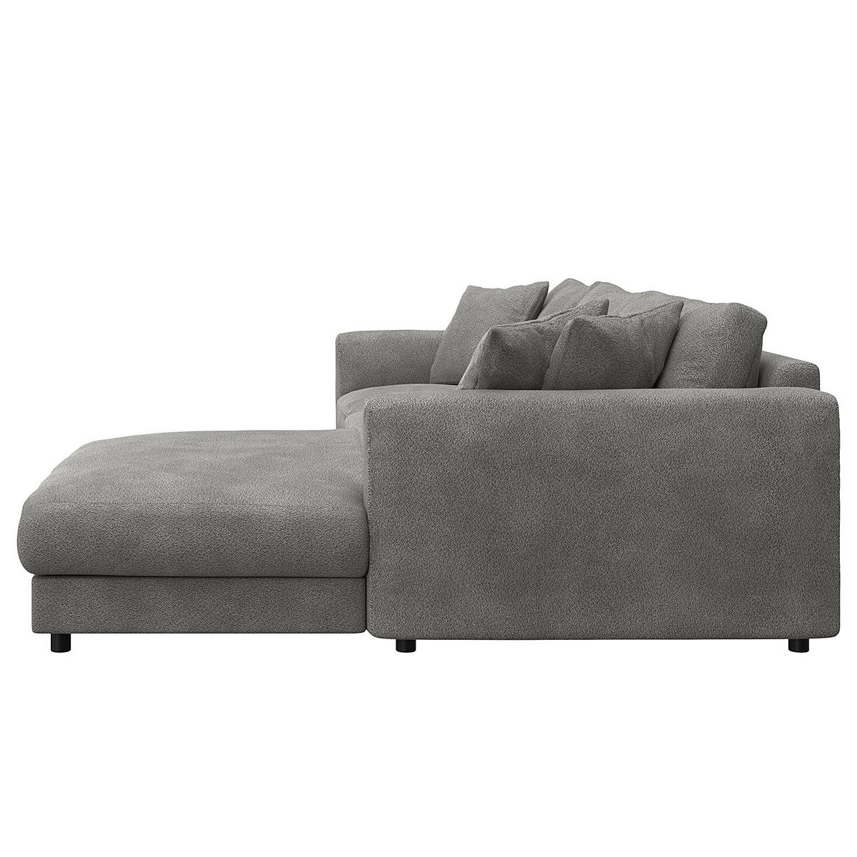 ECKSOFA mit Longchair - Schwarz/Grau, Holz/Kunststoff (286/183cm) - home24