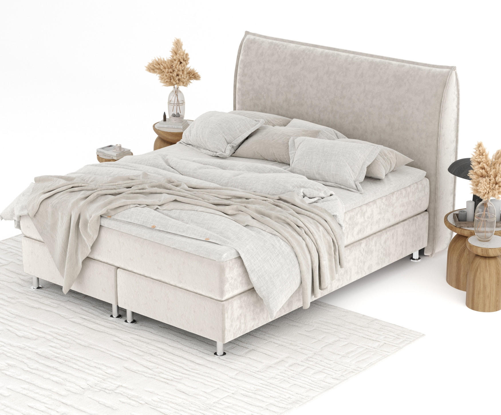 Thumbnail - Maison de Reve Boxspringbett, Ecru, Textil, Buche, Kiefer, H3, Höhe ca. 21 cm, 180x200 cm, Oeko-Tex® Standard 100, FSC 1...