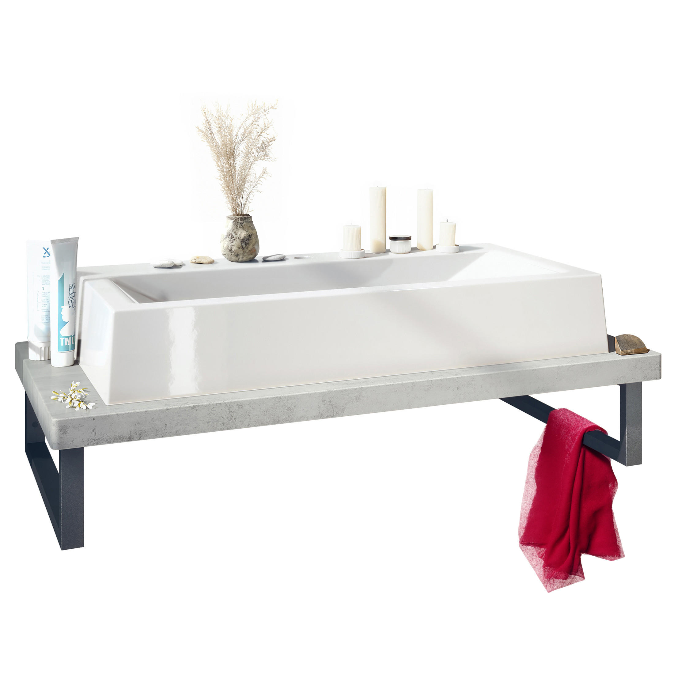 Vladon Waschbeckenunterschrank Hellgrau 95x31.4x51 cm