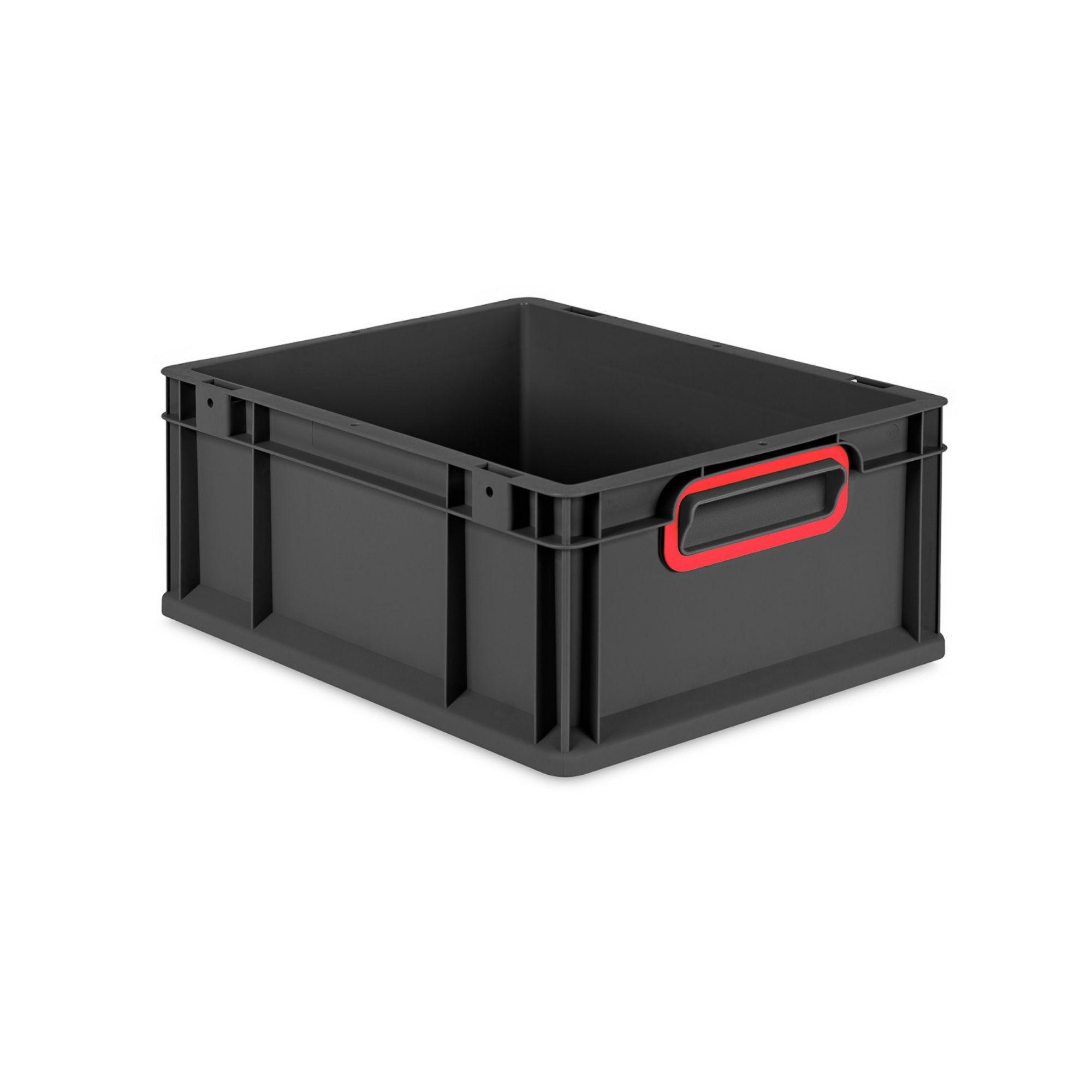 EUROBOX NextGen Color 17x30x40 cm 16 Liter Griffe rot zu, Schwarz - Rot/Schwarz, Kunststoff (30/17/40cm) - PROREGAL
