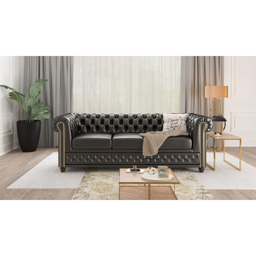 Thumbnail - S-Style Möbel Sitzgarnitur, Schwarz, Textil, Echtholz,Buche, 6-Sitzer, Füllung: Silikon,Silikon,Komfortschaum, 203x72x86...