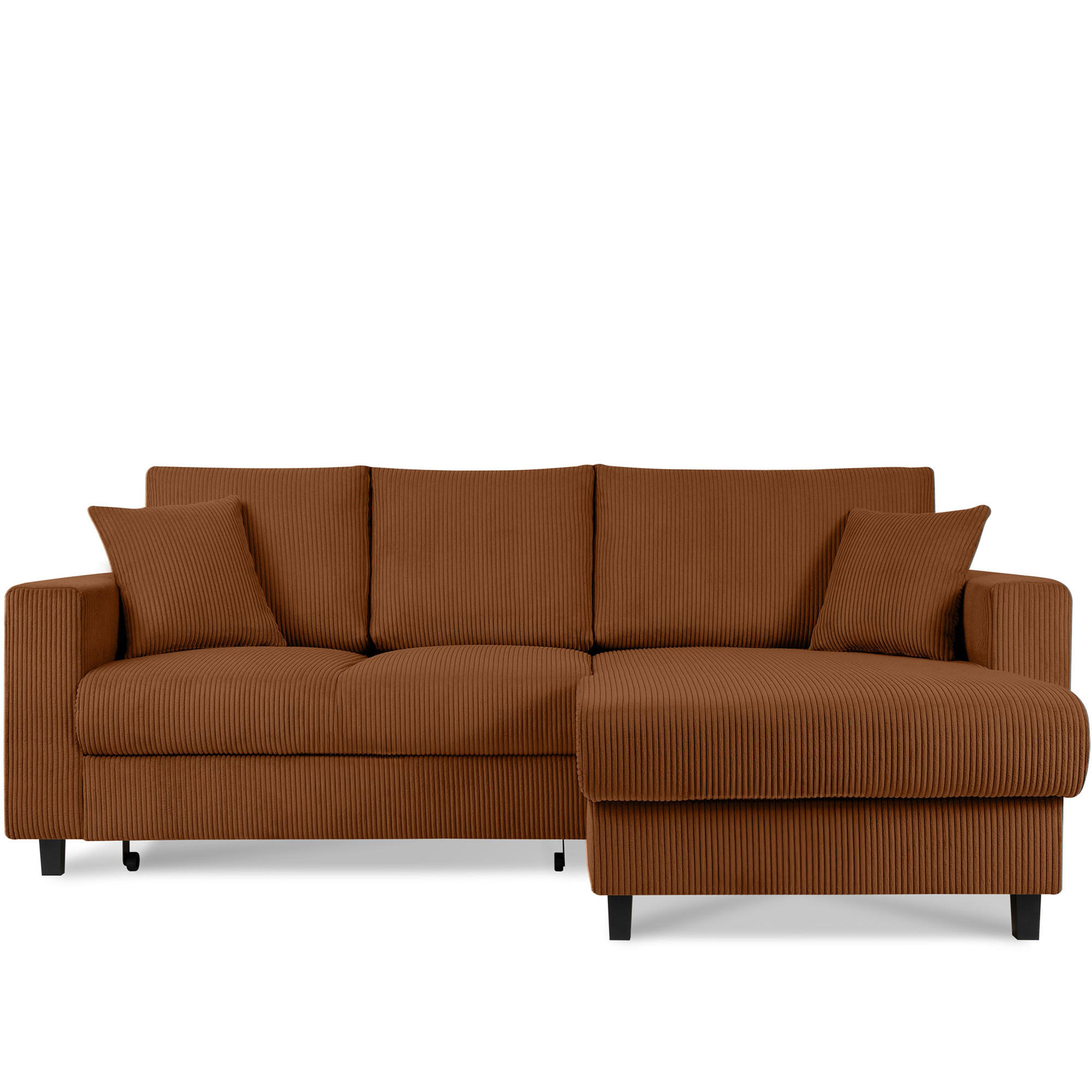 ECKSCHLAFSOFA EGRET Rechts mit Bettkasten, Cord-Stoff, orange - Orange, Textil (234/90cm) - KONSIMO®