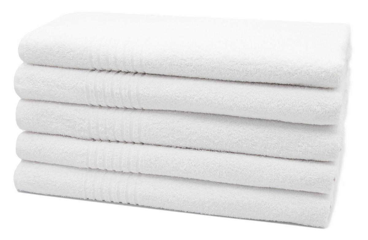 SAUNATUCH, 5er-Set, 70x180 cm, 100% Baumwolle, Weiß - Weiß, Textil (70/180cm) - Zollner
