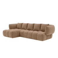 ECKSOFA L-Form, Veloursstoff Bluvel, Latte, Links, SEVIO L - Cappuccino, Holz (242/175cm) - Kaiser Möbel