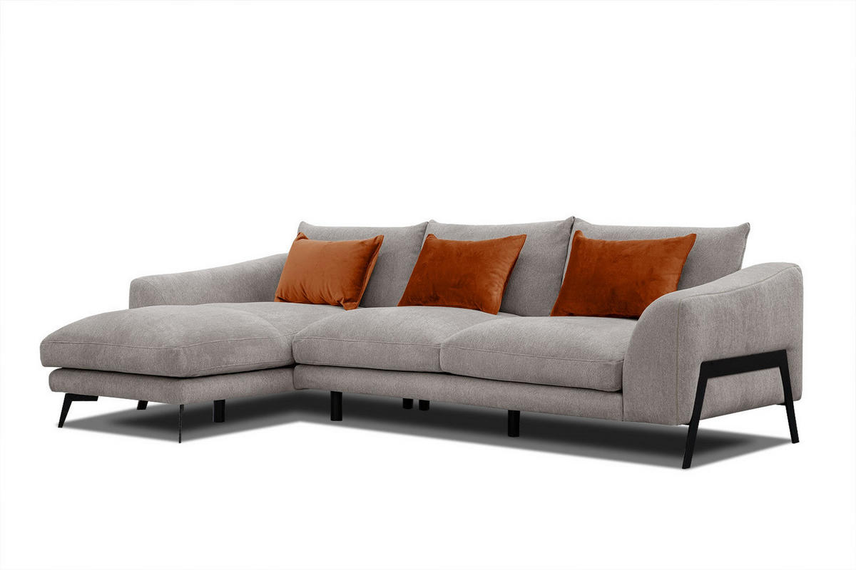ECKSOFA WINTER 4-Sitzer, taupe - Taupe/Schwarz, Holzwerkstoff/Textil (158/269cm) - Courtois Laville