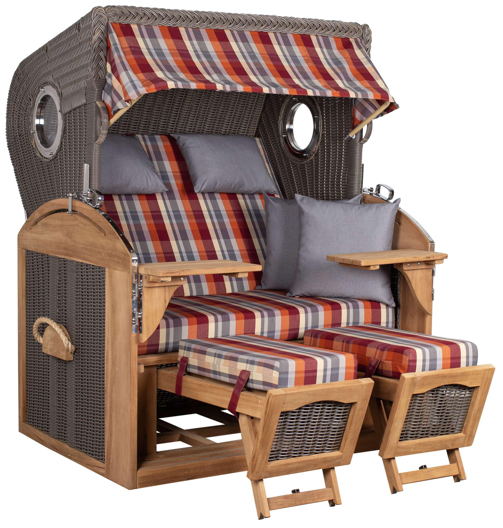 STRANDKORB XL Schillig Bullauge - Rot/Braun, Metall (142/170/95cm) - Mr. Deko