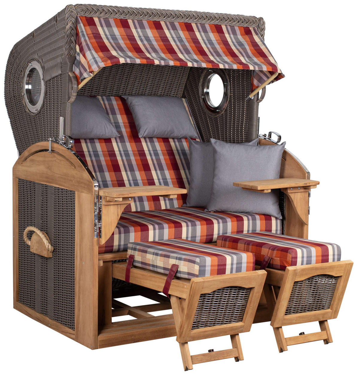 STRANDKORB XL Schillig Bullauge - Rot/Braun, Metall (142/170/95cm) - Mr. Deko