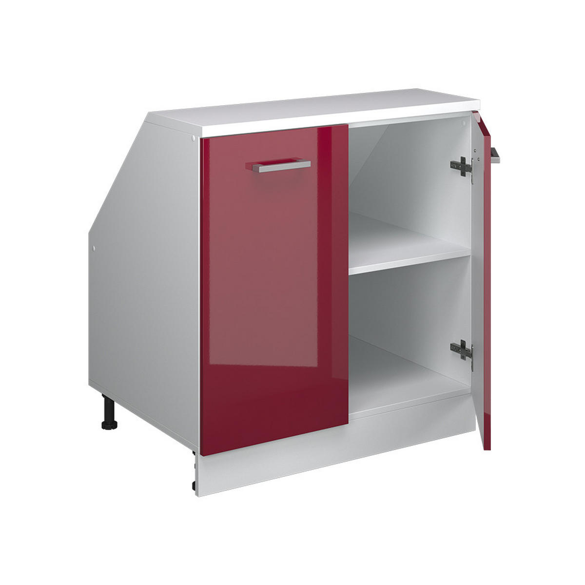ORMARIĆ ZA KOSI KROV S VRATA Rion Crveni visoki sjaj 80 x 81.6 cm s 2 vrata, korpus ormara dubine 60 cm - bijela/bordo, drvni materijal (80/83.8/60cm) - Vicco