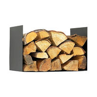 KAMINHOLZREGAL Innen Metall Schwarz mit Rückwand an der Wand Hängend - Schwarz, Metall (50.5/32.2/29cm) - DanDiBo