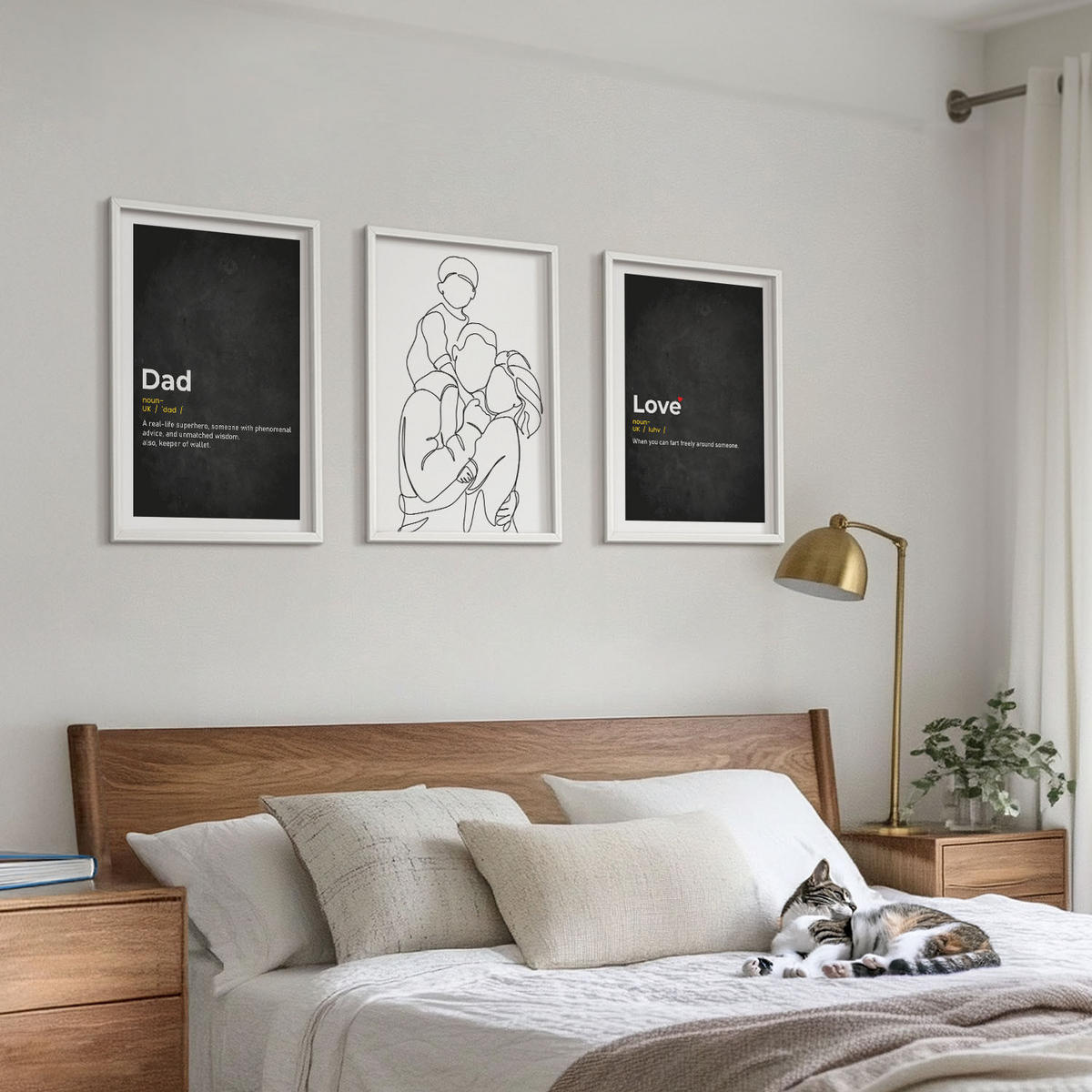 BILDER SET 3er Set - 40x60 cm Weißer Rahmen - Familiengeschichte, Kunst, Liebe, Vaterschaft - Weiß, Kunststoff (40/60cm) - TULUP