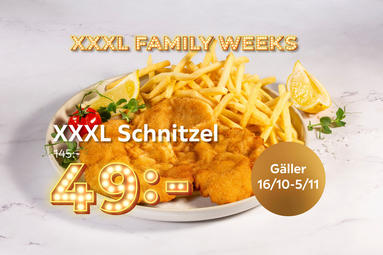 XXXL Schnitzel 49:- gäller 18/10-5/11