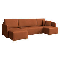 WOHNLANDSCHAFT Como U - Naturfarben/Orange, Holz/Textil (292/85/140cm) - MIRJAN24