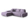 ECKSOFA ALESE L-S Lila Velours-Stoff mit Schlaffunktion - Lila, Holz (265/185cm) - MASSENO