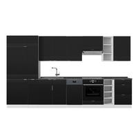 KUHINJSKI BLOK Fame-Line Črna črtasta/bela 355 cm , DP Antracit - črna/bela, leseni material (355/206.8/60cm) - Vicco