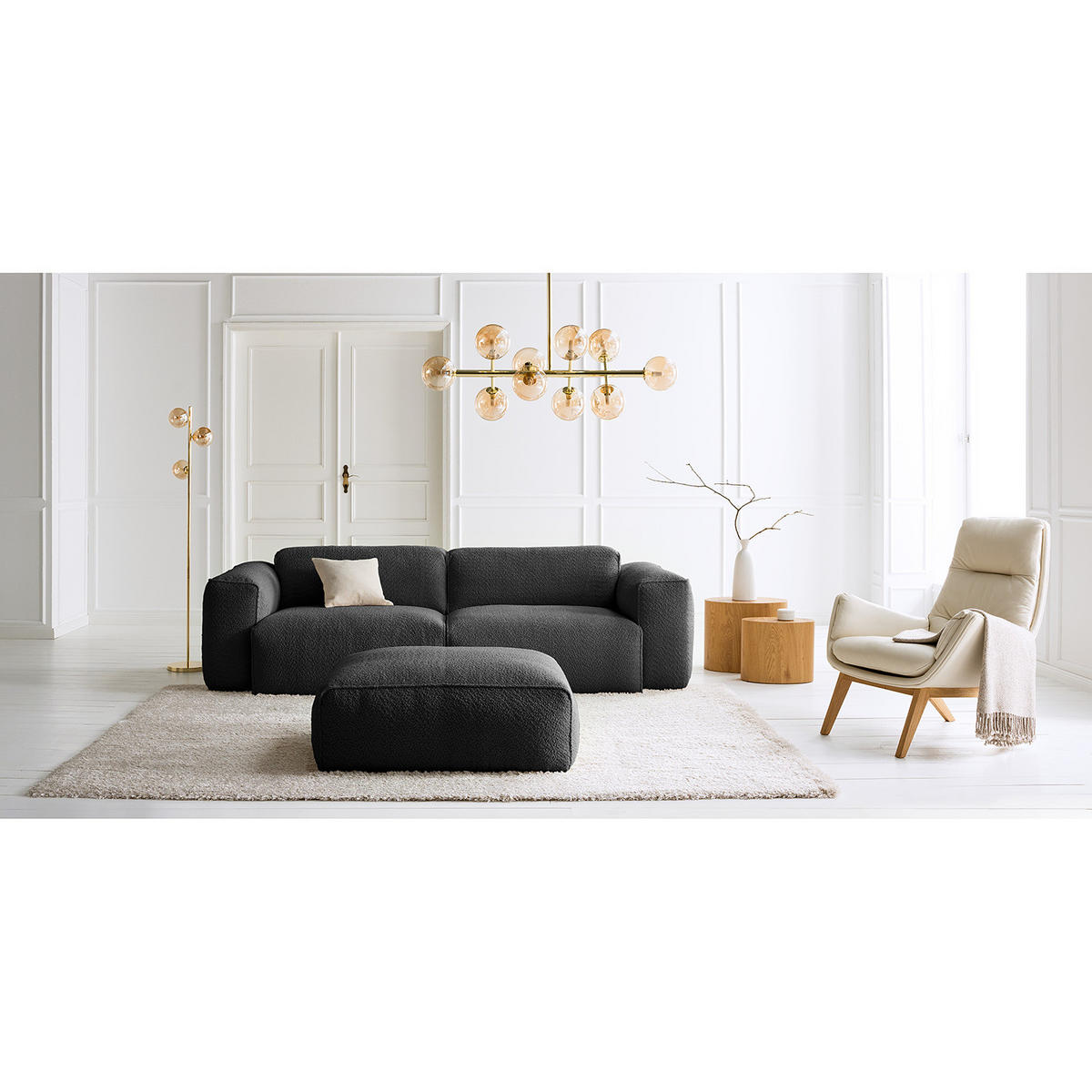 3-SITZER SOFA - Anthrazit/Schwarz, Kunststoff/Textil (251/71/102cm) - home24