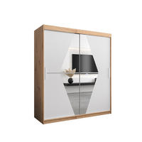 SCHWEBETÜRENSCHRANK 200/180/62 2-türig - Silberfarben/Weiß, Holz/Kunststoff (180/200/62cm) - Abiks Möbel