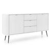 SIDEBOARD Salvia 2T 3S Weiß, Schwarz 168/87/39 cm – mit geriffelten Fronten und hohen Beinen - Schwarz/Weiß, Holzwerkstoff/Metall (168/87/39cm) - AX Living