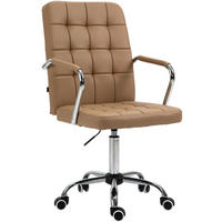 DREHSTUHL Lederlook hellbraun - Chromfarben/Hellbraun, Textil/Metall (56/93/60cm) - CLP