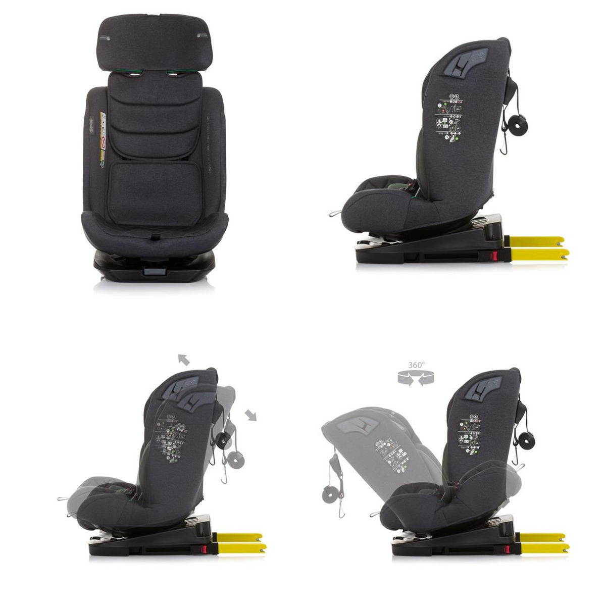 KINDERSITZ X-Factor i-Size grün (40 - 150 cm) Isofix verstellbar drehbar - Grün, Kunststoff (44/78/43cm) - Chipolino