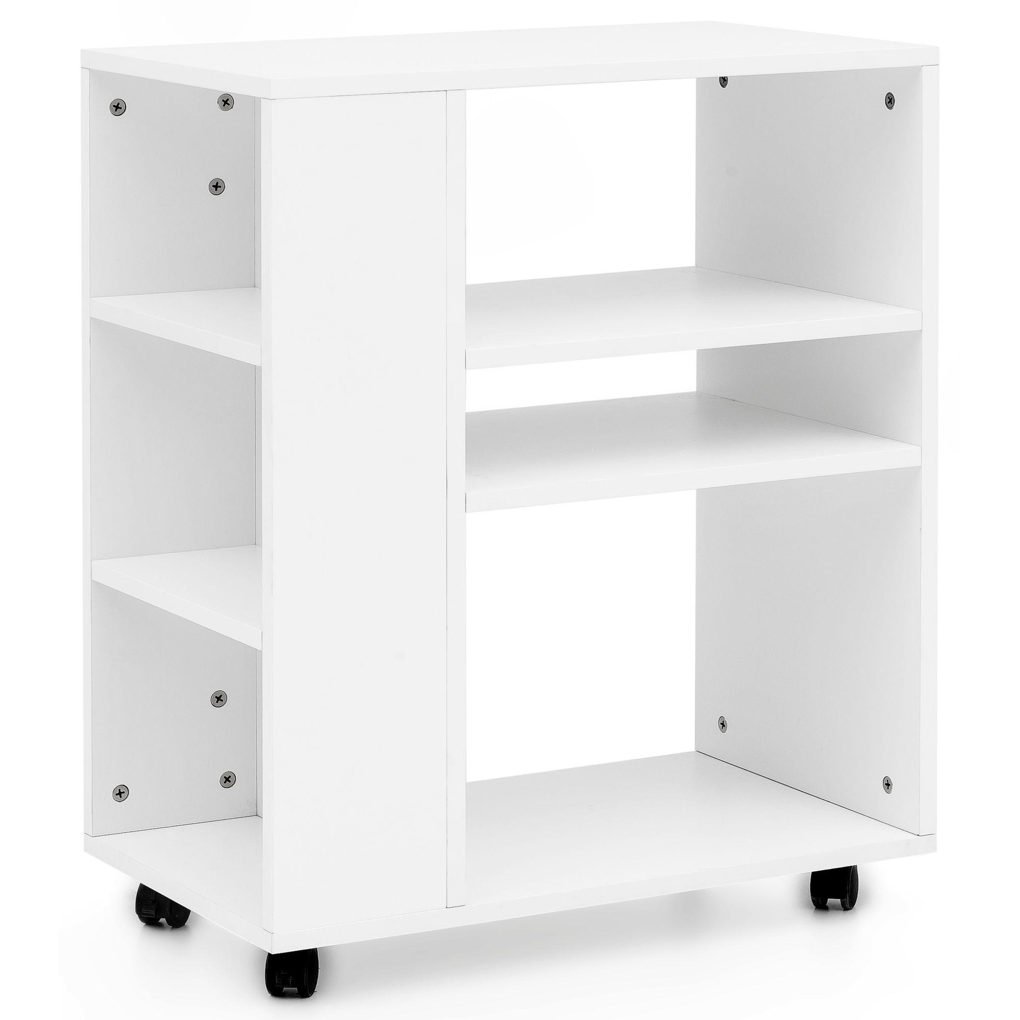 REGAL eckig FINLAY Regalwagen - Weiß, Holzwerkstoff (60/75/35cm) - tinkaro