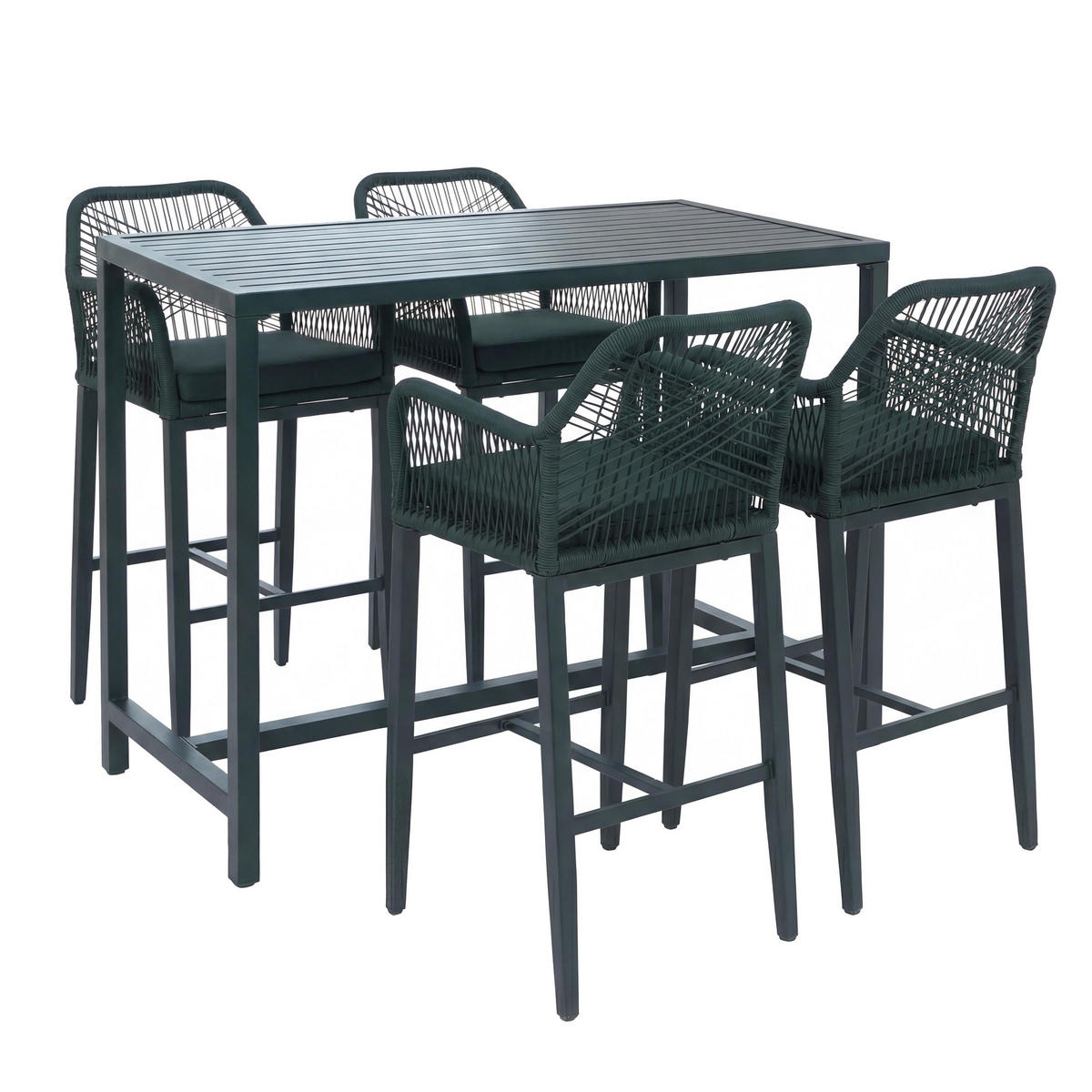 SET BARSKA MIZA + BARSKI STOLI kvadratni Green 5-delni set - zelena, kovina (65/130/105cm) - MCW