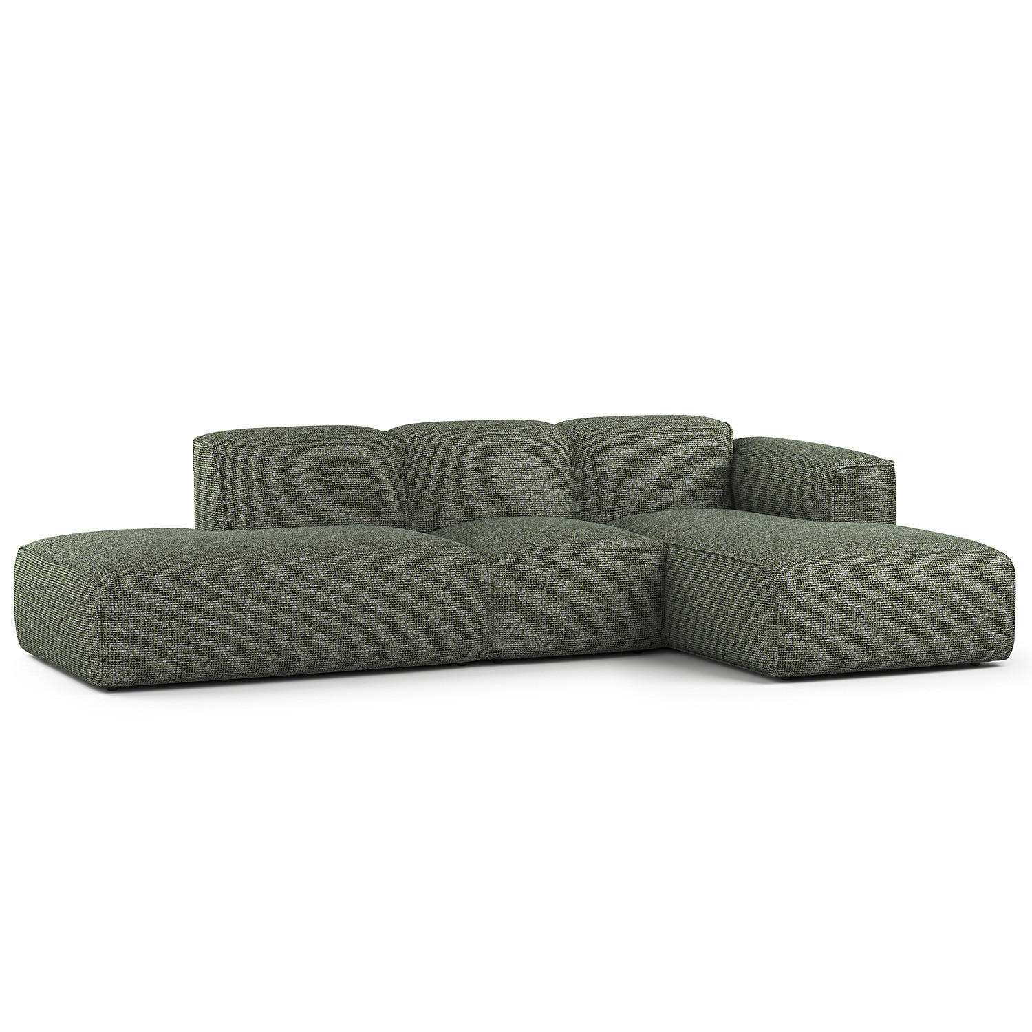 ECKSOFA mit Chaiselongue - Schwarz/Grün, Kunststoff/Textil (290/173cm) - home24