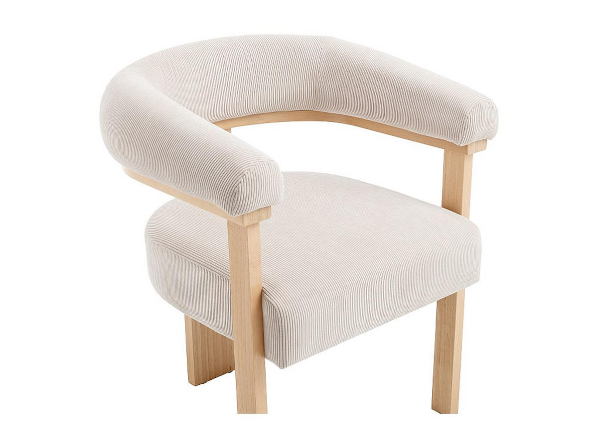 STUHL mit Armlehnen 2er-Set - Cord & Kautschukholz natur - Beige - LIVELIA - Beige, Textil (60/78/64cm) - Vente-Unique