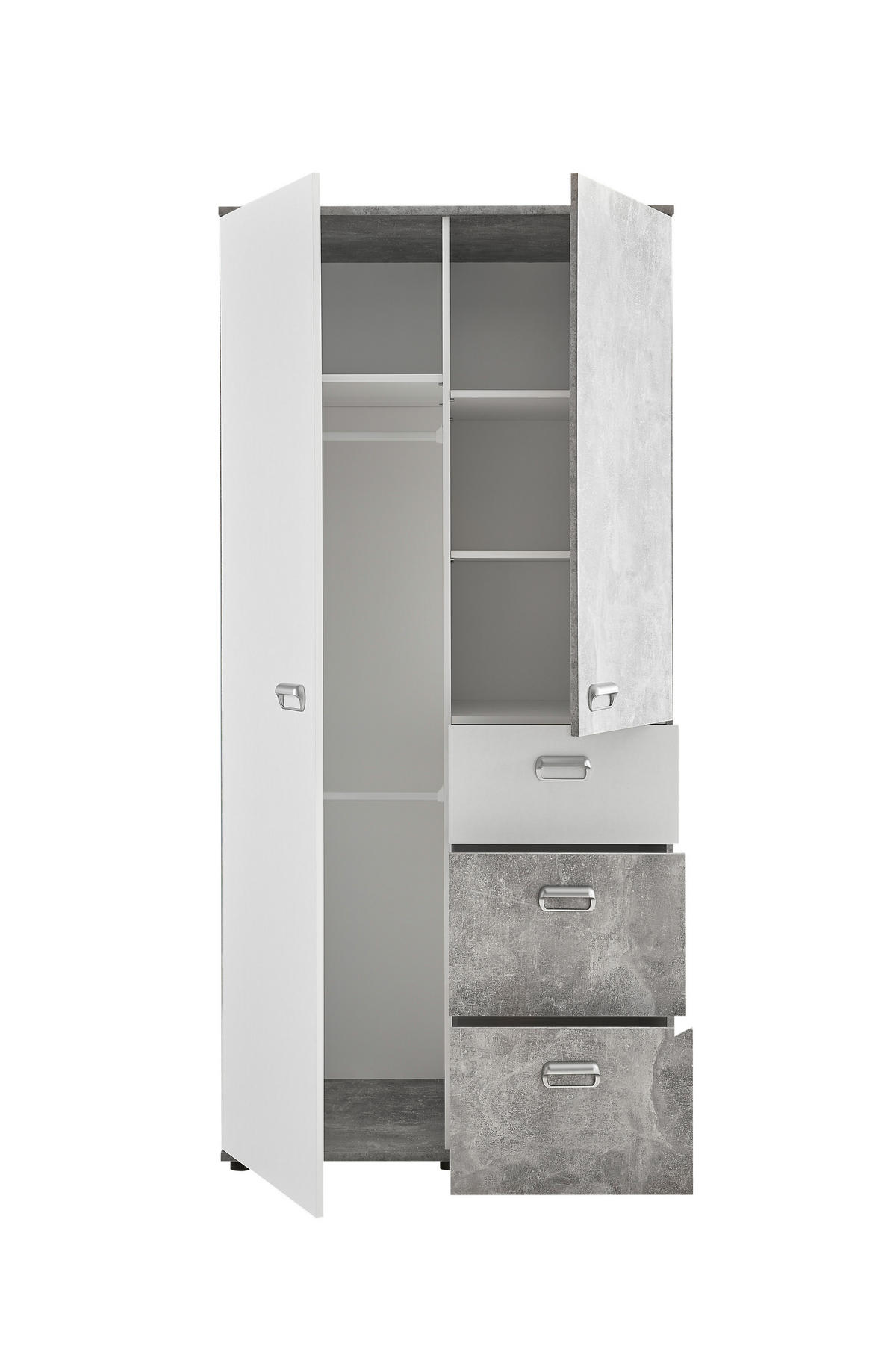 BABYZIMMER Matino in Beton hell und Weiß 4teilig - Grau, Holzwerkstoff (120/200/80cm)